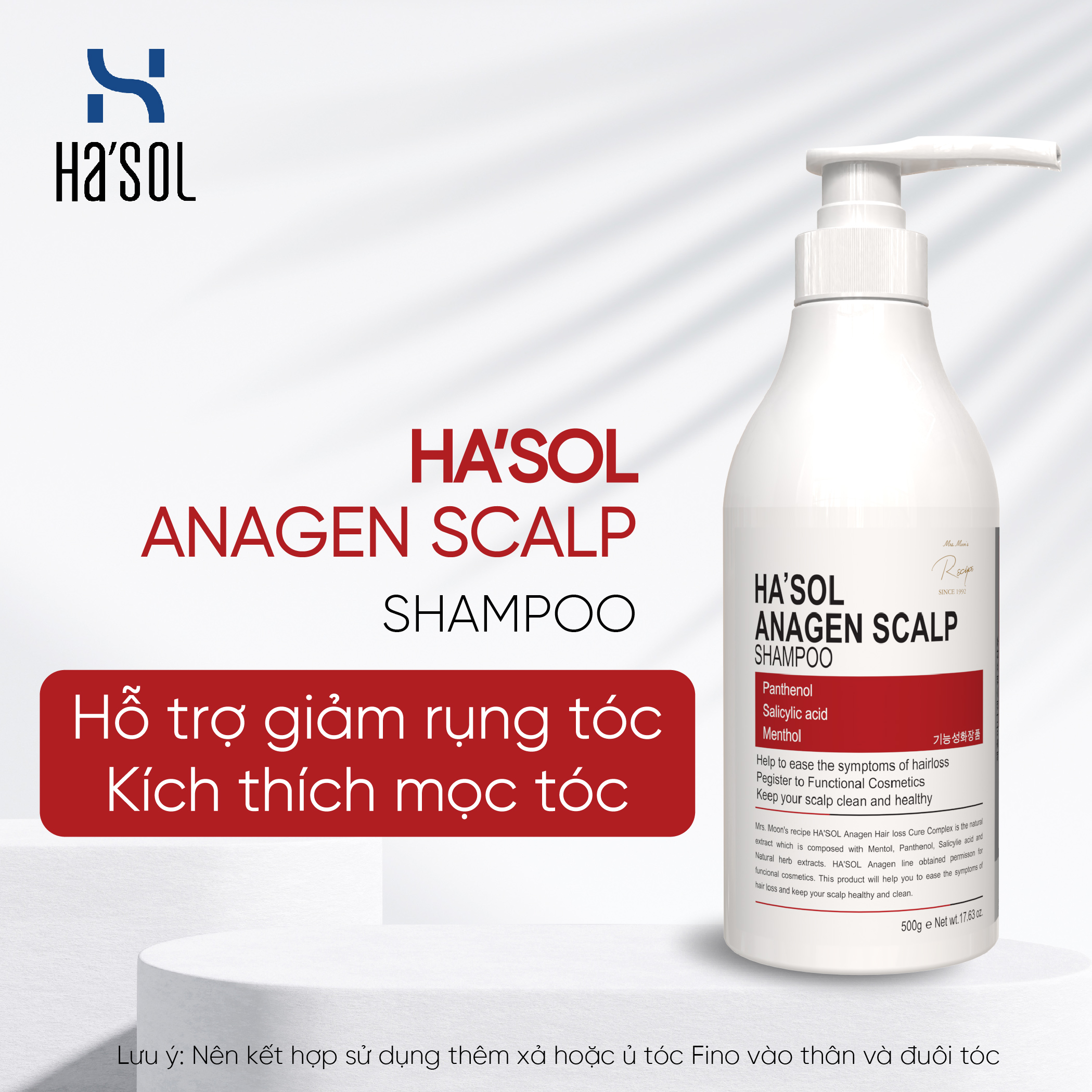 Dầu gội cho tóc rụng, mỏng và yếu Ha'sol Anagen Scalp 500g (Màu Đỏ)